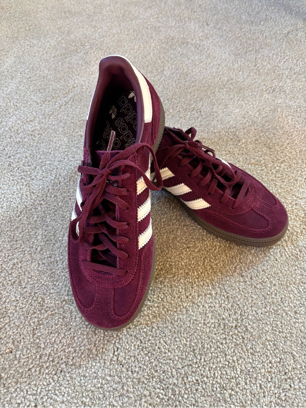 adidas women purple Suede Sneakers with White Stripes